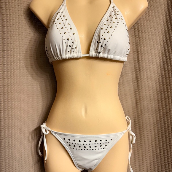 Michael Koss White Bikini Swim Wear Women's Bottom-XS Top-M - Picture 1 of 10